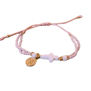 Pulsera de hilo con cruz