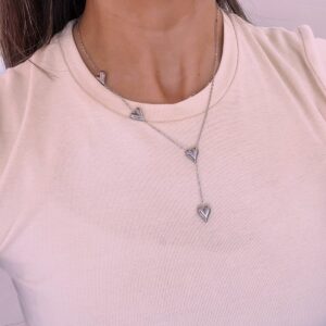 Collar Corazon Corazon Plateado